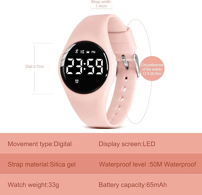 Kids Watches for Girls Boys Digital Sport Watch with Step Counter Pedometer Vibration Alarm Clock, No App Waterproof Fitness Tracker Kids Watch Boys Girls Teens Students Ages 5-16