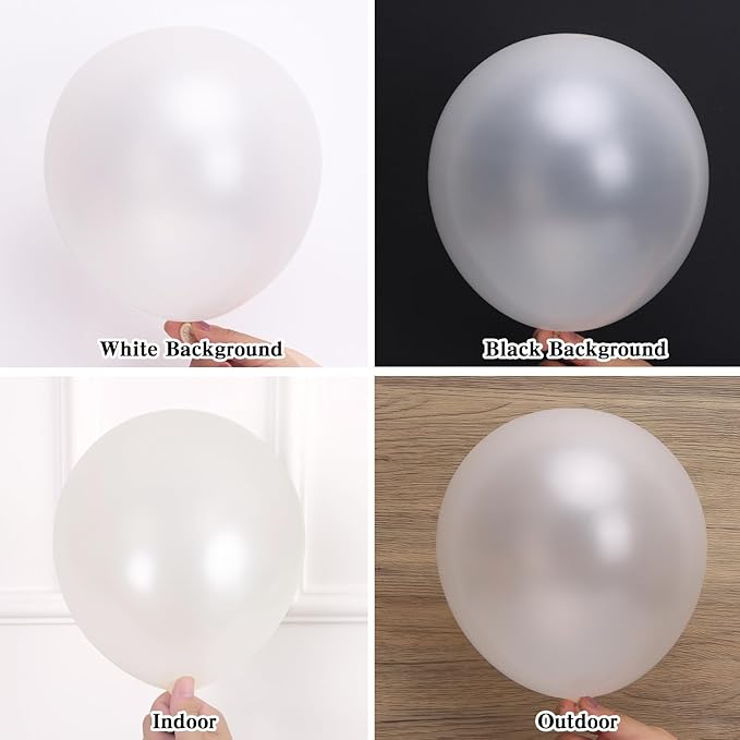 RUBFAC 129pcs Pearl White Balloons Different Sizes 18 12 10 5 Inch for Garland Arch Kit, Latex Balloon for Wedding Engagement Anniversary Bridal Baby Shower Birthday Party Decoration