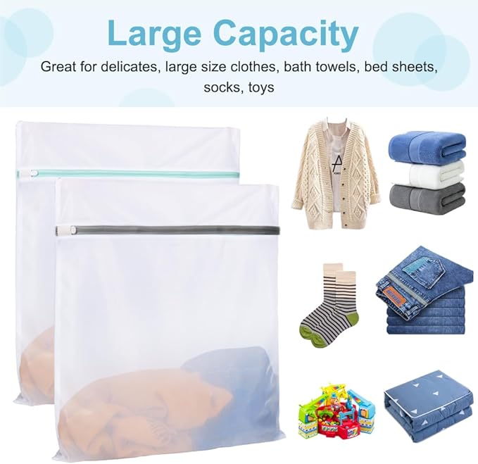 Tenn Well 3PCS Mesh Laundry Bags, 20 x 23 Inches Large Lingerie Bags for Washing Delicates, Garments, Bath Towels, Dirty Clothes, Socks, Toys, Travel