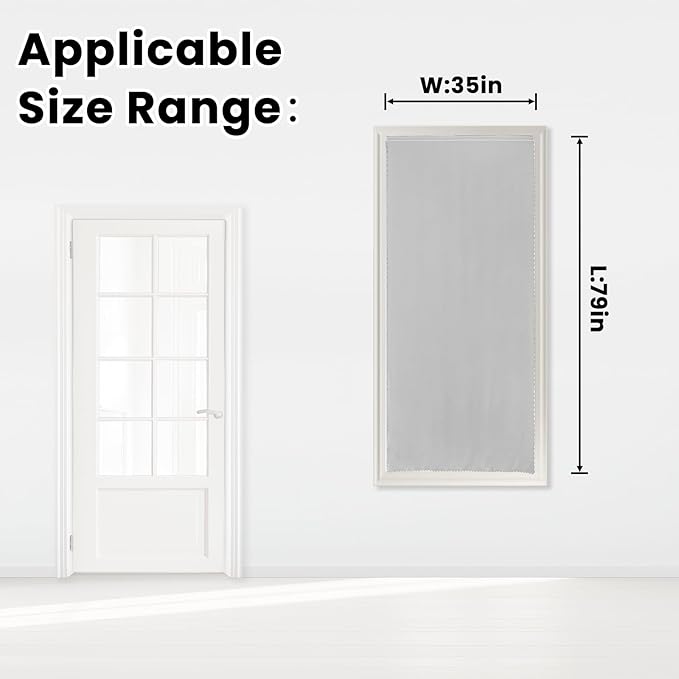 self Adhesive Curtains Portable Blackout Curtain Simple and Easy to Install Bedroom Window Thermal Lnsulated Kitchen Room Darkening Black Small Drapes, 35" W X 79" L, White, 1 Panel