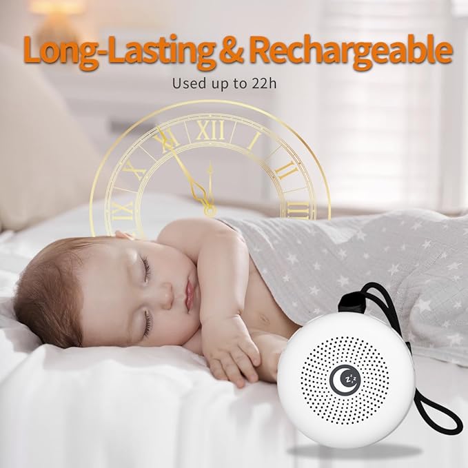 Sleepbox Sleep Sound Machine Portable Noise Machine with 30 Soothing Sounds 4 Timer Memory Function Rechargeable Battery 32 Volume Levels for Sleeping Traveling Relaxing for Baby Kids Adults (White)