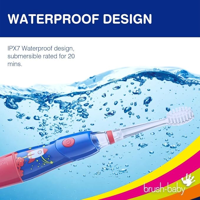 B07YVKSLHYBrush‑Baby - KidzSonic Rocket Kids Electric Toothbrush for Ages 3+ with Disco LED Lights, Gentle Sonic Vibrations, 2-Minute Smart Timer & 30‑Second Pulse Reminders – AAA Battery Included