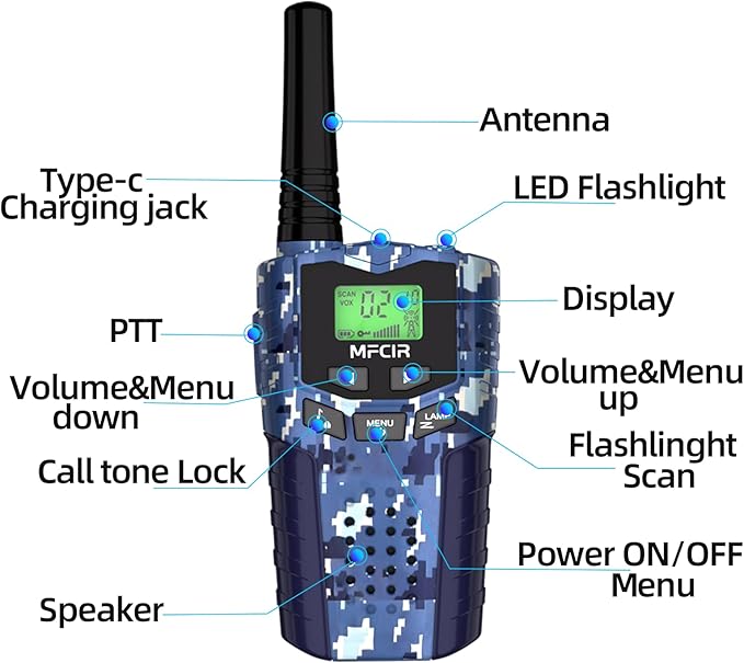 Walkie Talkies for Kids Toys for Boys, Rechargeable, 2 Pack, 3 Miles Range, 22 Channels, 2 Way Radio,Birthday Gifts for3-12 Year Old,Christmas Girls