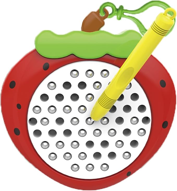 1PCS Strawberry Magnetic Drawing Board for Kids & Toddlers with Beads and Magnet Stylus Pen - Magnetic Travel Toy for Airplane & Car Ride Activities for Kids