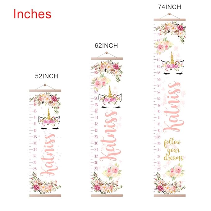 Personalized Kids Height Chart - Canvas Growth Ruler for Boys and Girls - Custom Name Banner with Removable Nursery Wall Decor - Gift for Kid’s Room Decoration