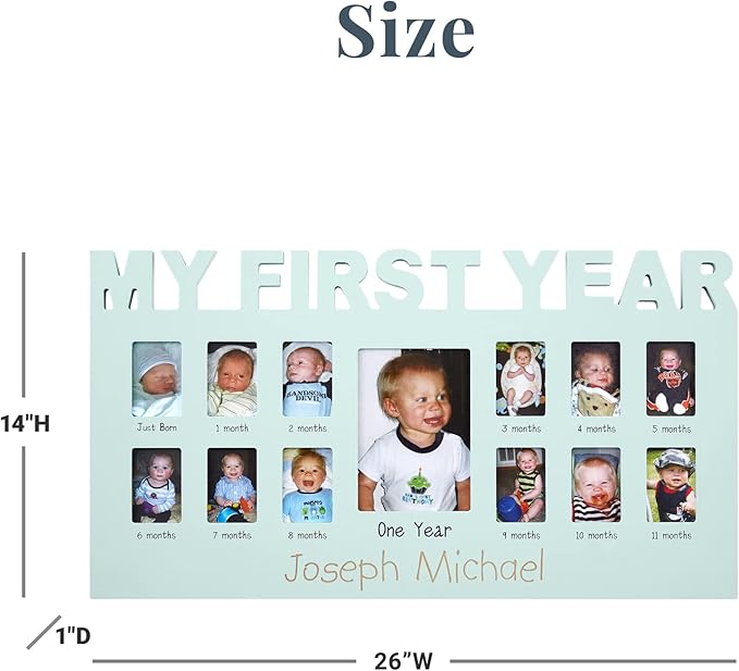 Let's Make Memories Personalized Baby's First 12 Months Photo Frame- New Parents- Newborn- Nursery - Pink