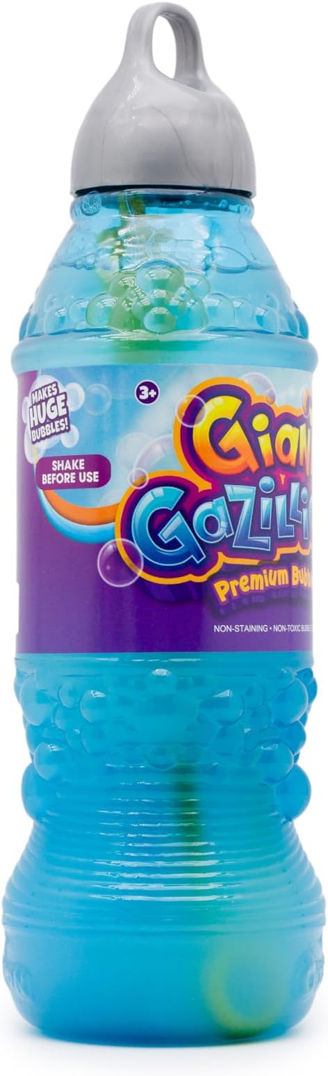 Gazillion Giant Bubble Solution 1¯L Creates Huge, Extra Elastic Bubbles, Safe & Non Toxic, Includes 7 in 1 Bubble Wand, Outdoor Refill for Wands, Machines & Kids Party Fun Ages 3