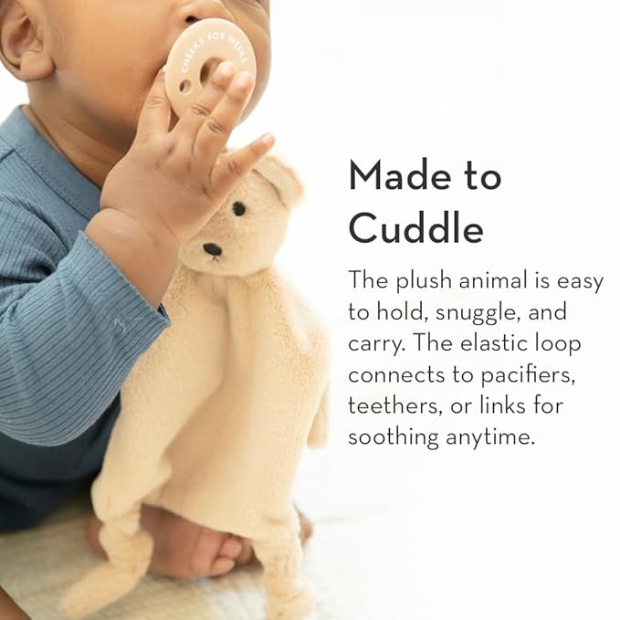 Pacifier Holder with Detachable Pacifier by Bella Tunno, Soft Animal Lovey Snuggle Toy Attaches to Teethers, Baby Gift for Newborn Boys and Girls, Babies 0+ Months, Dog