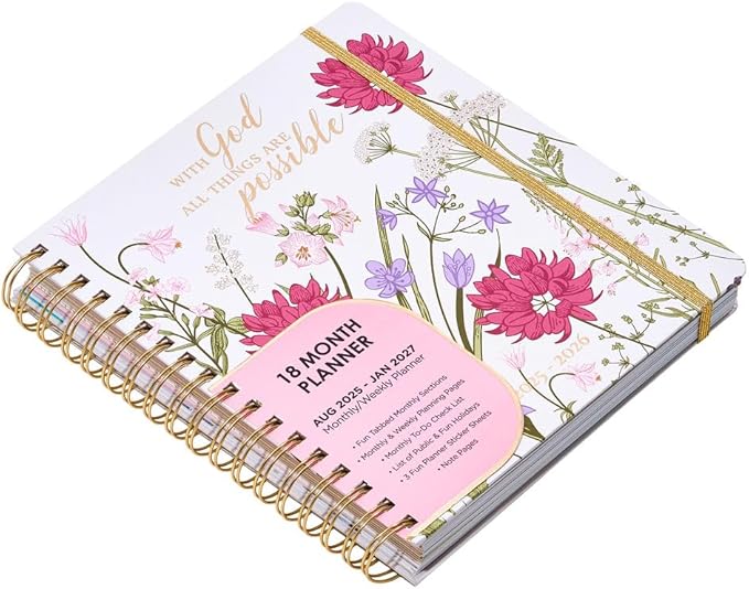Votum August 2025 to January 2027 Large Back to School Academic Planner- Daily, Weekly & Monthly Organizer with Pens, Stickers, Sticky Notes, and a Sturdy Cover - With God All Things Possible