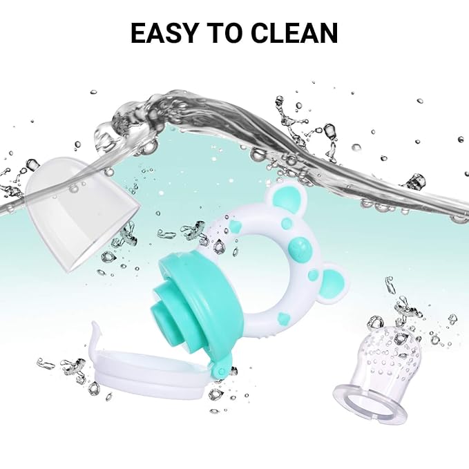 Baby Fruit Food Feeder Pacifier - Fresh Food Feeder, Infant Fruit Teething Teether Toy for 3-24 Months, 6 Pcs Silicone Pouches for Toddlers & Kids & Babies, 2-Pack (Light Pink)