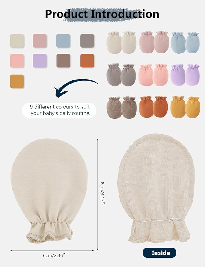 Cute Baby Mittens Newborn, No Scratch Baby Boy Mittens, Baby Girl Hat Gloves for Toddlers, Infant, Newborn