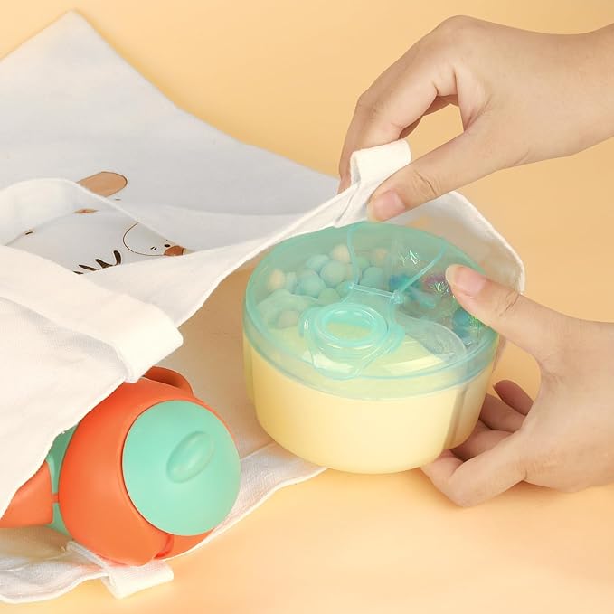 Accmor Baby Formula Dispenser On The Go, Formula Container to Go, Non-Spill Rotating Three-Compartment Formula Dispenser and Snack Storage Container for Infant Toddler Traveling