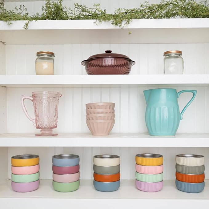 Monkey Proof™ Non-Toxic Stainless Steel Child Bowl 5” with Non-Slip Silicone Shell, (Set of 4 bowls) Unbreakable, Mess Free Feeding for Babies, Toddlers, Kids, BPA free (Rose)