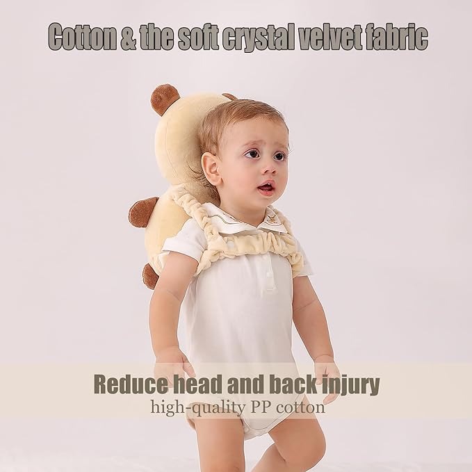 Feidoog Baby Head Protector Cushion Backpack with 3 Knee Pads for Walking & Crawling,Khaki Astronauts