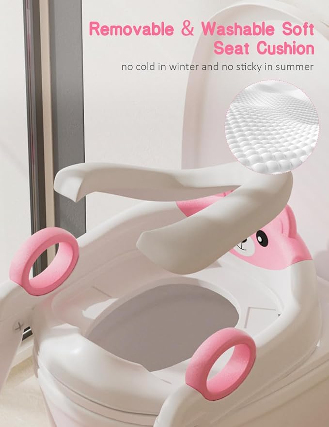 Potty Training Seat, Toddler Toilet Seat With Steps, 2 In 1 Toddler Potty Training Toilet With Splash Guard, Anti-Slip Step Stool Soft Mat, Adjust High Potty Seats For Toddlers Kids Boys Girls