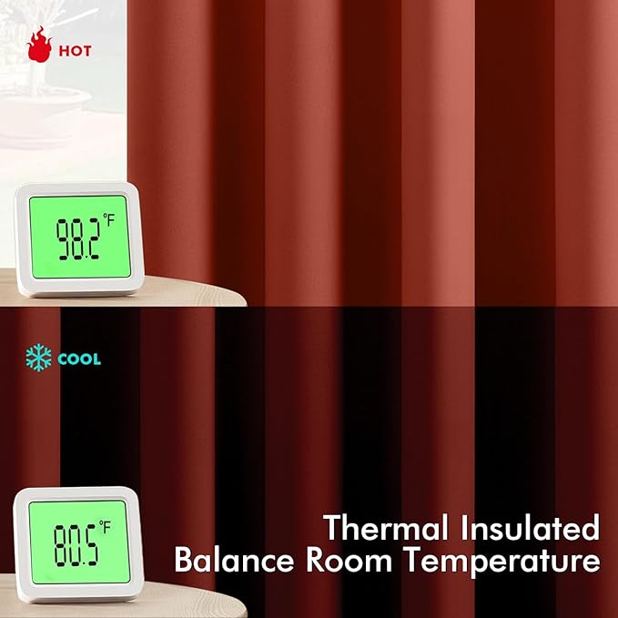 MIULEE Burnt Orange Blackout Curtains for Bedroom Living Room 90 Inches Long 2 Panels, Thermal Insulated Room Darkening Drapes Solid Grommet Top Noise Reduction Terracotta Rust Fall Window Treatments