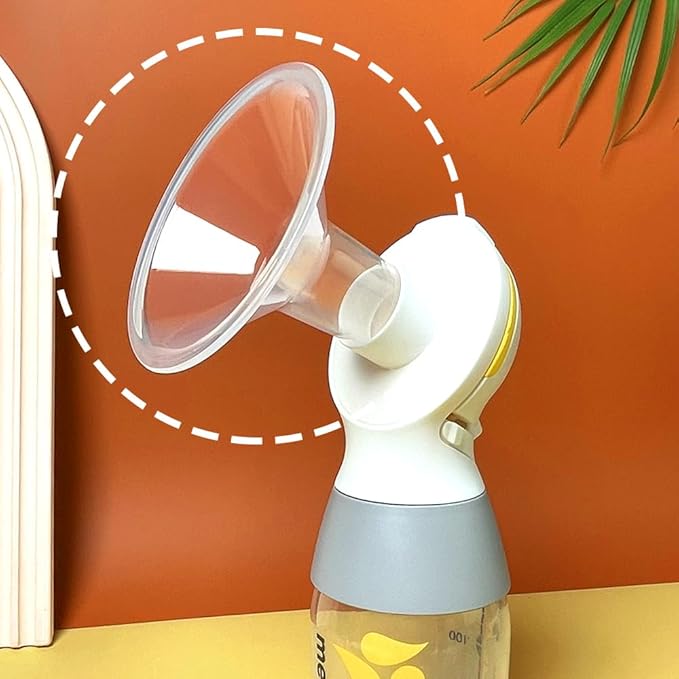 PumpMom 24mm Breast shields for Medela Breast Pump parts, Replace Flange compatible with Medela Accessories, Not Original PersonalFit Flex Breast Shield, Not Original Freestyle Pump Parts, 2pcs (24mm)