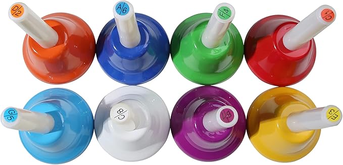 8 Note Hand bells, Colorful Handbells Musical Instrument for Kids Adults School Church Wedding