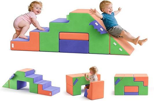 Lischwert Foam Climbing Blocks for Toddlers 1-3, Soft Play Set with Crawling Exploration Toys, Indoor Outdoor Infant Safe Blocks for Baby Gym Toddler Playground