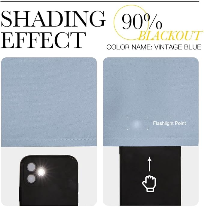 NICETOWN Vintage Blue Room Darkening Draperies and Curtains - Home Fashion Energy Saving Grommet Top Room Darkening Drape Panels for Bedroom (Set of 2, 66 by 90 Inch, Vintage Blue)