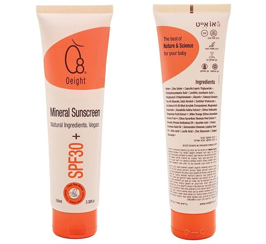 Oeight Mineral Sunscreen for Babies and Children, Baby Sunscreen Lotion Family Sun Protection with Mineral Shield Kids Dermatologist Recommended SPF for Natural UV Protection, Made in Israel