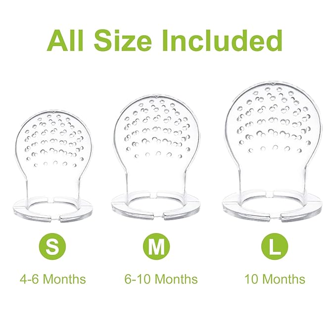 WAJIAYON Food Feeder for Baby, Fruit Feeder Pacifier (3 Pcs) with 6 Different Sized Silicone Pacifiers,Silicone Baby Food Dispensing Spoon 90ML with Babies Spoons,Pacifier Clip Babies Feeding Set