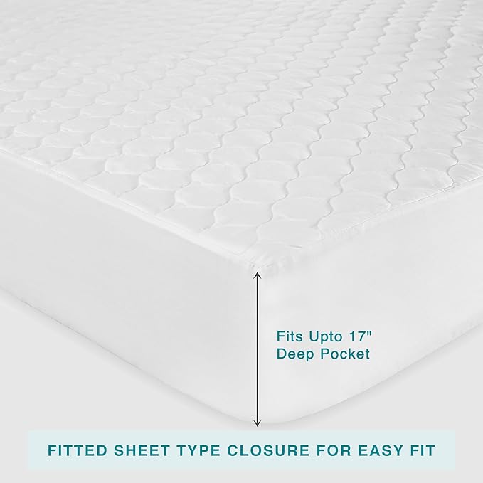 FABDREAMS Organic Quilted Mattress Protector Full Size | Mattress Pad| Mattress Cover| Naturally Breathable | Noiseless| Fits up to 17" Deep Pockets| Temperature Regulating | Full | White