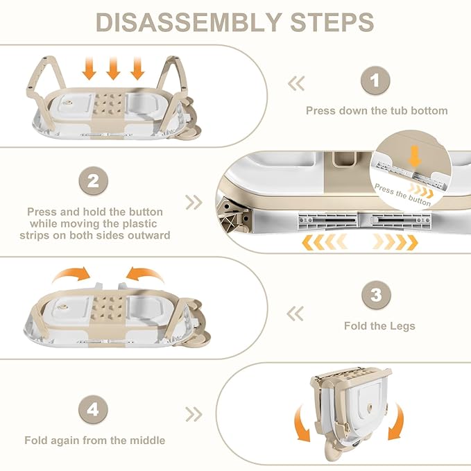 TPN Collapsible Baby Bathtub, Baby Bath Tub with Soft Cushion & Real-Time Thermometer, Baby Bathtub Infant to Toddler Tub (0-36 Months), Portable Newborn Travel Bath tub