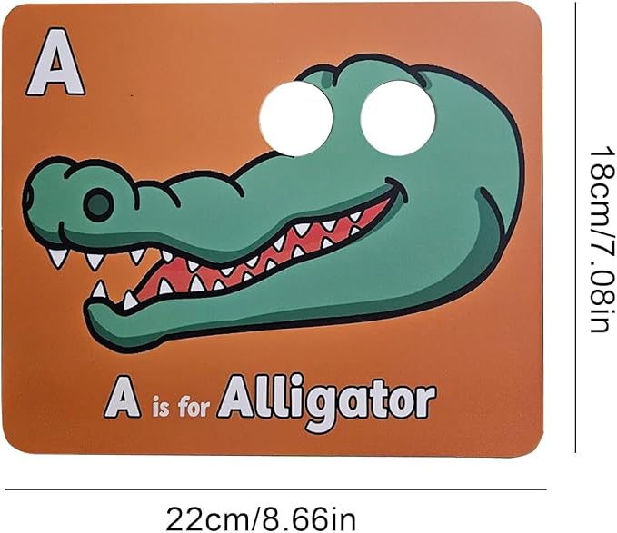 Alphabet ABC Flash Cards with Animal Masks, 26 Pcs Animal mask Alphabet Cards, Interactive Education Games, Learn Letters, English Phrases(Colorful)