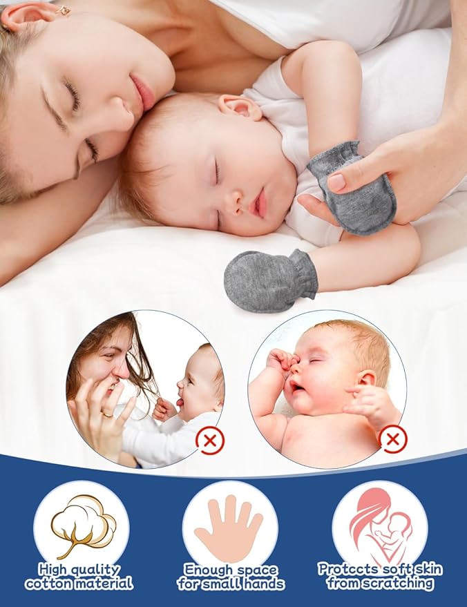 Cute Baby Mittens Newborn, No Scratch Baby Boy Mittens, Baby Girl Hat Gloves for Toddlers, Infant, Newborn