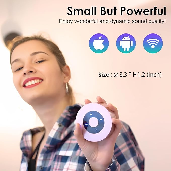 XLEADER Mini Bluetooth Speaker (Gift Box Packed) Portable Speakers Bluetooth Wireless with Micro SD/Mic/Aux Input, Touch Screen, 12H Playtime, Cute Pink Small Speaker for iPhone Laptop Shower Office