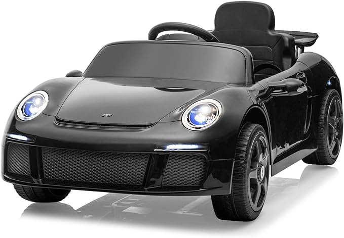 Licensed RUF CTR3 12V Kids Electric Car with Parent Remote Control, 2 Motors, 3 Speeds, LED Lights, MP3 Player | Battery Powered Ride-On Toy for Kids to Drive - Black