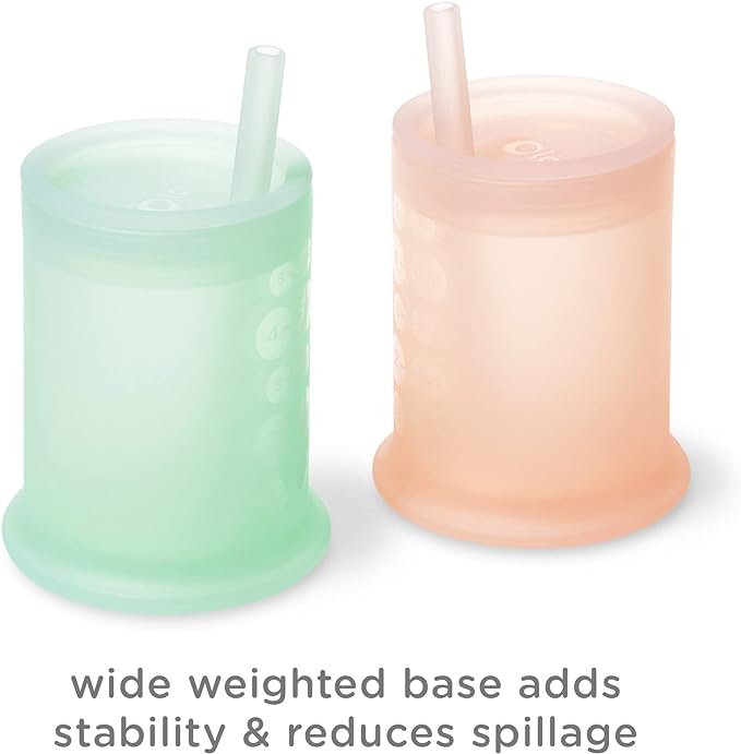Olababy Silicone Training Cup with Straw Lid | Babies Water Drinking Cup | 6+ Mo Infant To 12-18 Months Toddler | Sippy Cup For Kids & Smoothie Cup | Baby Led Weaning (Lemon, 5 oz)