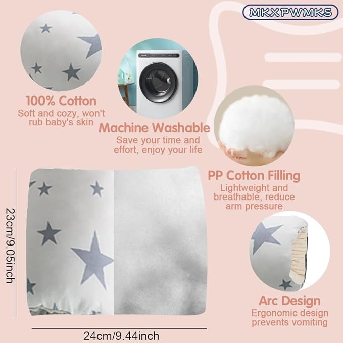 Cozy Cradle Pillow, Cozy Cradle Arm Pillow, Baby Nursing Pillow Head Support Pillow for Breastfeeding Bottle Feeding (Gray Pinstripes)