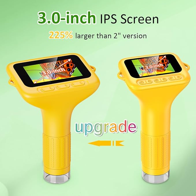 Microscope for Kids, 3'' Digital Handheld Kids Microscope with Adjustable Light, 1000X 1080P Pocket Portable Mini Micro Scope, Stem Toys for Ages 5-7 8-12 Teen Boys and Girls Educational Gifts, Orange