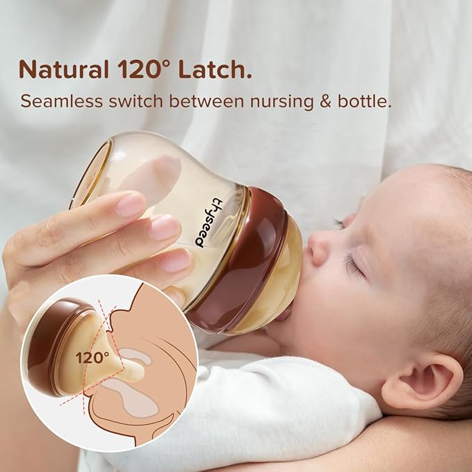 Thyseed PPSU Natural Anti-Colic Baby Bottles | Newborn Breast Like Nursing Bottle for Breastfed Babies with Nipple(1-2 Months),5oz,1pack