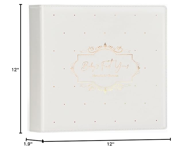 Keepsake Baby Memory Book Girl Boy – Timeless Leather-Bound Baby Milestone Book – Baby Book Keepsake Record First 5 Years – Gender Neutral Baby Scrapbook Album Baby Album Journal Registry Search Gift