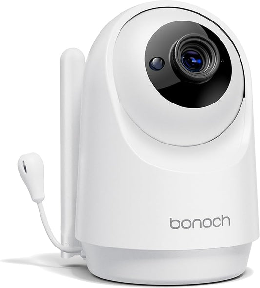 bonoch Add-on Baby Camera Unit for BBM14/BBM16, 1440p HD Video Baby Monitor Camera No WiFi, Security Split-Screen, Auto Night Vision, 4X Zoom, 2-Way Audio, Temperature Sensor, 3 White Noise 3Lullabies
