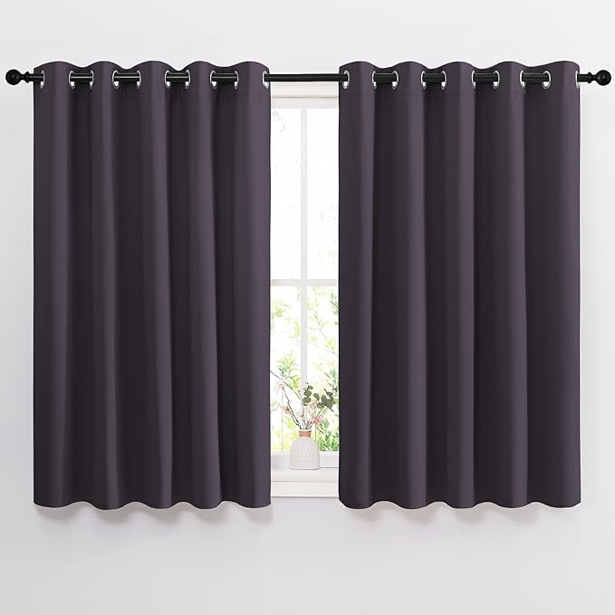 NICETOWN Greyish Purple Room Darkening Curtain Panels - Triple Weave Thermal Insulated Grommet Room Darkening Window Draperies and Curtains for Bedroom (Set of 2, 66 x 54 inches)