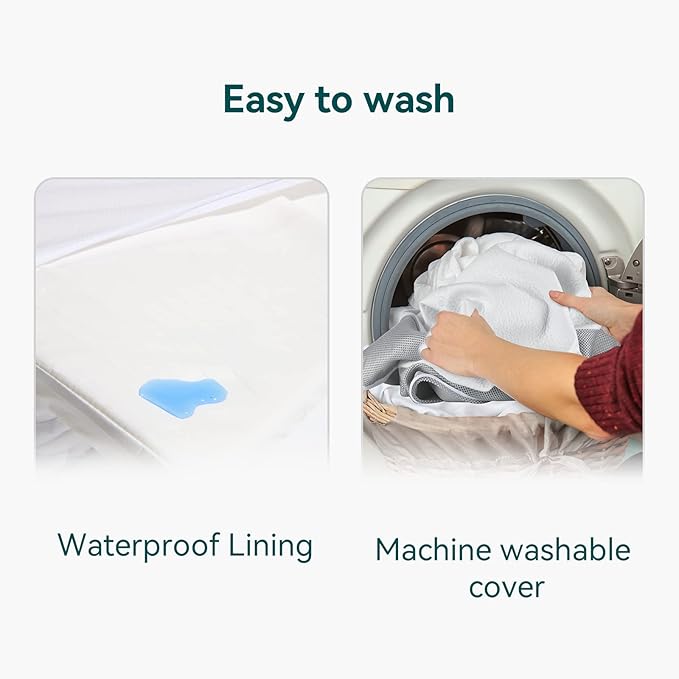 BABELIO Premium Memory Foam Crib Mattresses, 2-Stage, with Waterproof Lining & Removable Cover, for Standard Toddler Bed White and Grey