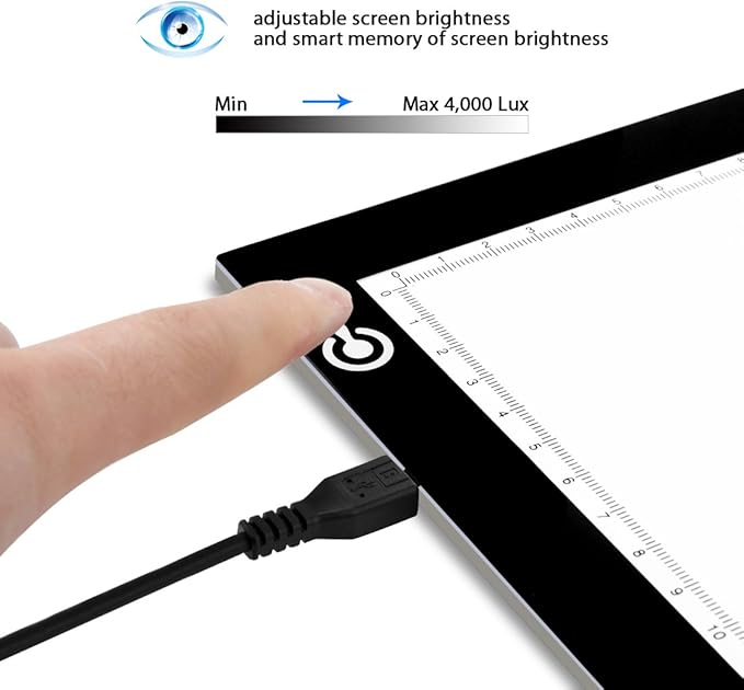 LitEnergy A4 LED Copy Board Light Tracing Box, Ultra-Thin Adjustable USB Power Artcraft LED Trace Light Pad for Tattoo Transferring, Drawing, Streaming, Sketching, Animation, Stenciling