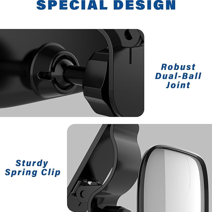 Mini Baby Mirror for Car Seat - Small Clip-On Backseat Rear View Mirror for Forward-Facing Kids and Toddlers, Bankcard Size, Sun Visor Mounting, 360-Degree Adjustable, 2-Pack