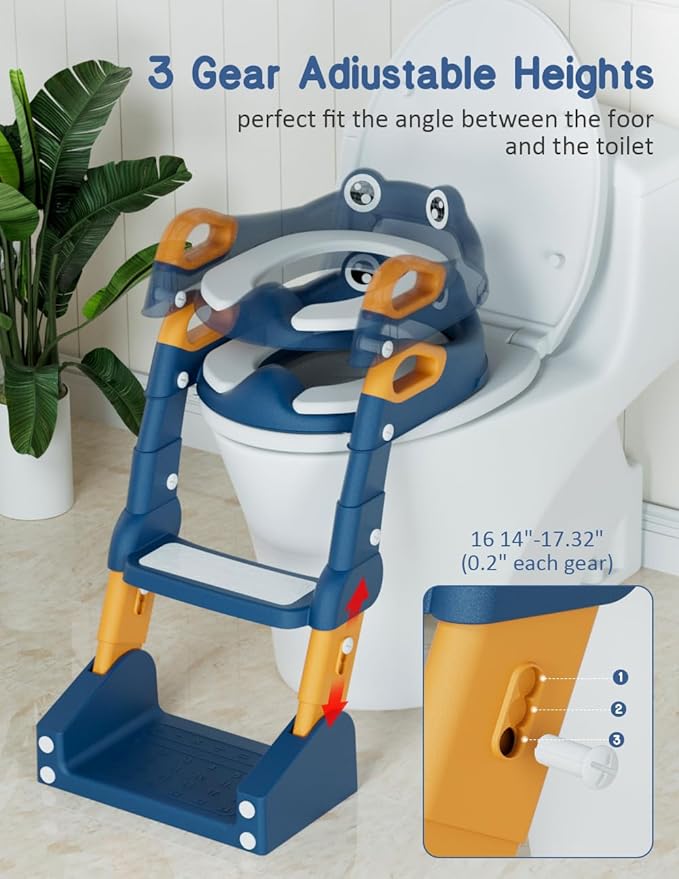 Potty Training Seat, Toddler Potty Training Toilet, Upgrade 2 In 1 Toddler Toilet Seat with Steps Stool Splash Guard and Anti-Slip Pad Soft Cushion, Potty Seats for Toddlers Baby Kids