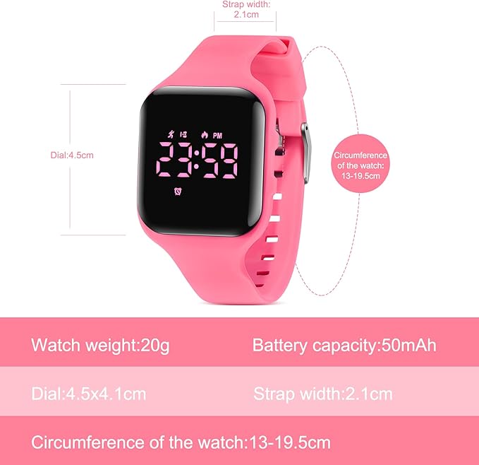 Kids Watches for Girls Boys Digital Sport Watch with Step Counter Pedometer Vibration Alarm Clock, No App Waterproof Fitness Tracker Kids Watch Boys Girls Teens Students Ages 5-16