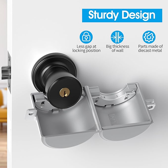 AST Door Knob Lockout Device with SS Padlock and Brass Keys, Childproof Door Knob, Security Lock for Toddler and Dementia Proof, Safety Cover, Doorknob Protection, Matte Silver with SS Padlock