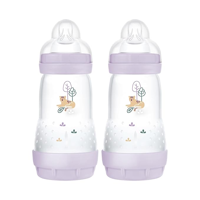 MAM Easy Start Anti-Colic Baby Bottle 9 oz, Medium Flow, Breastfeeding-Like Silicone Nipple Bottle, Reduces Colic, Gas, & Reflux, Easy-to-Clean, BPA-Free, Vented Baby Bottles for Newborns, 2+ Months