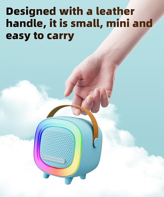 Mini Karaoke Machine Speaker for Kids Adults, Portable Bluetooth with 2 Wireless Microphones, Children's Day Birthday Gift Ideas for Toys for Teens Boys and Girls Aged 4, 5, 6, 7, 8, 9, 10, 11, 12+