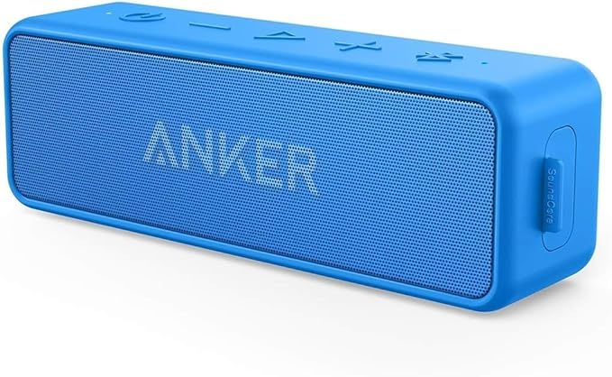 Anker Soundcore 2 12W Portable, Wireless Bluetooth Speaker with Better Bass, 24-Hour Playtime, 66ft Bluetooth Range, IPX7 Water Resistance, Built-in Mic, Ideal for Shower, Travel, Party, Beach - Blue