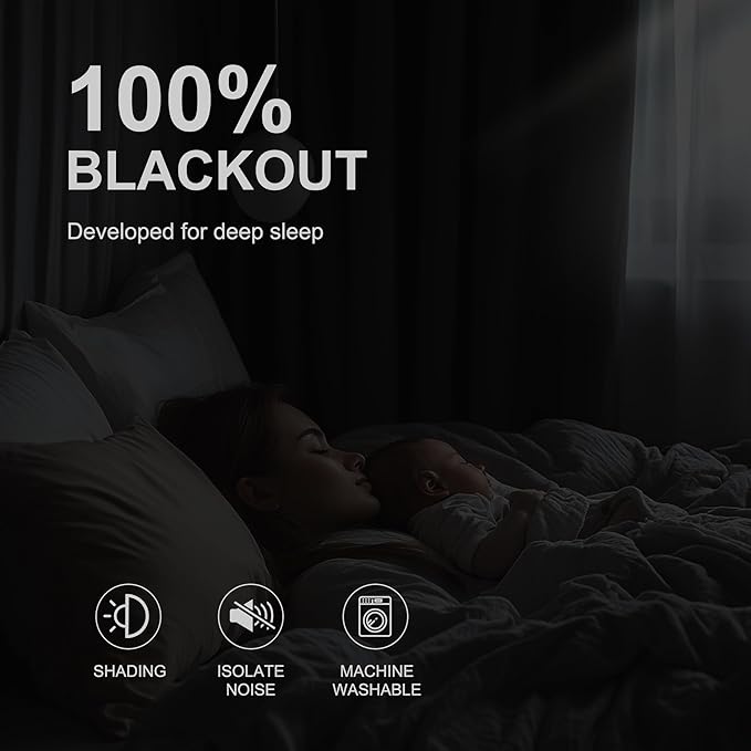 NICETOWN 100% Blackout Curtains 84 Inch Length for Bedroom, Privacy Thermal Insulated Grommet Window Drapes for Living Room, 2 Panels, Black, 42 x 84 Inch