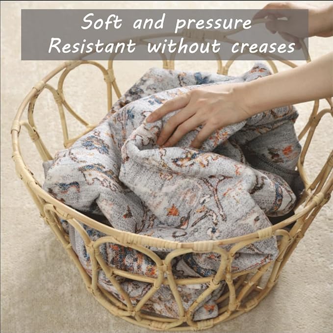 Retro Washable Area Rug 4X6 Washable Living Room Boho Chic Medallion Distressed DesignIndoor Non-Slip Large Accent Throw Rug for Kitchen Bedroom Office Carpet